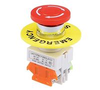 KLVN Conector de la Parada de Emergencia de la Parada de Emergencia de la Seta de 22 mm Red con Cubierta Impermeable 1NO 1NC (Color : Button Sign 60MM)