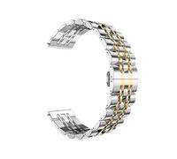 KLVN Correa de acero inoxidable con siete cuentas sólidas de 22mm 20mm para Huawei Watch4/4Pro GT2/3Pro de 46mm para Samsung Watch de 46mm pulseras de 45mm(Silver Gold,20mm)