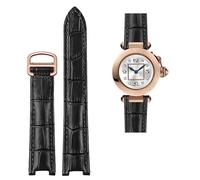 KLVN Correa de piel de vaca cóncava de 18x10mm, 20x12mm, pulsera de piel de becerro marrón y negro, hebilla plegable para reloj Cartier PASHA WSPA0009
