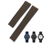 KLVN Correa de reloj de silicona y goma de 20mm y 22mm compatible con Tag Heuer CARRERA AQUARACER 300 WAY201A WAY211C, accesorios para reloj en negro, azul y marrón(Brown Without Buckle,20mm)