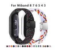 KLVN Correa trenzada para la banda Xiaomi Mi Band 8 Pulsera de hebilla magnética de vigilancia de bucle de bucle de nylon elástico para Miband 8 NFC Watchands(Gradient black,For Miband 8)