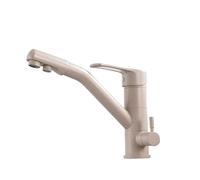 KLVN Grifo de cocina con filtro de 3 vías, grifo mezclador de agua potable fría y caliente con función de purificación (beige)