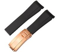 KLVN Para la correa de goma Rolex, la correa de los cuentos, el agua verde, el agua verde, el buzo, la silicona verde de 20 mm de 21 mm banda de reloj(Black-rosegold,21mm)