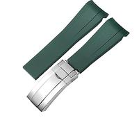 KLVN Para la correa de goma Rolex, la correa de los cuentos, el agua verde, el agua verde, el buzo, la silicona verde de 20 mm de 21 mm banda de reloj(Green-silver,20mm)
