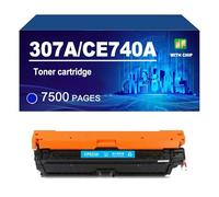 KLXFJ 307A CE740A Cartucho De Tóner Compatible para La Impresora De Color CP5220 CP5225 CP5225n CP5225dn, 7500 Páginas,Cyan-1 Pack