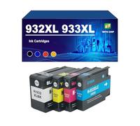 KLXFJ 932 933 932XL 933XL Paquete Combinado De Cartuchos De Tinta Compatible con Impresoras para HP Officejet 6100 6600 6700 7110 7610 7612 7510 Y 7512 De Alta Capacidad,4 Colors-1 Set