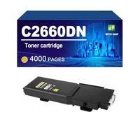 KLXFJ C2660dn Cartucho De Tóner Compatible para DELL C2660dn C2665dnf Impresoras. Tóner De Alto Rendimiento (6000/4000 Páginas) con Chip,Yellow-1 Pack