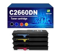 KLXFJ C2660dn Cartucho De Tóner con Chip Compatible con Impresoras para DELL C2660dn Y C2665dnf. Rendimiento De hasta 1200 Páginas.,4 Colors-1 Set