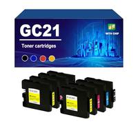 KLXFJ GC21 Cartucho De Tinta Compatible con Impresoras para Ricoh GX-3000S, 3000SF Y 3050SFN. Paquete Combinado GC21 De Alta Capacidad,4 Colors-2 Set