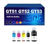 KLXFJ GT51 GT52 GT53 Botellas De Tinta De Recarga Compatibles para Tanque 411 418 508 510 511 516 518 536 538 588 589 592 593 596 599 618 672 676 725 726 728 755 758 798 GT5810 GT5820,5 Colors-1 Set