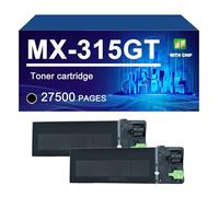 KLXFJ MX-315GT Cartucho De Tóner (con Chip) Compatible con La Impresora para Sharp MX-M266N MX-M356N MX-M316N, Rendimiento De hasta 27500 Páginas,MX 315GT-2 Pack
