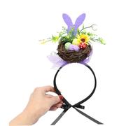 klxgMM Diadema con forma de huevo de Pascua, diseño de conejo, nido de pájaros, accesorios para disfraz de conejo de Pascua, color morado