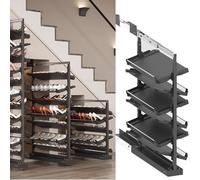 KLYDBMYT Verstelbaar uittrekbaar schoenenrek Met 6 planken - Stapelbare metalen Plank voor kastopslag, ruimtebesparend verticaal ontwerp, voor Kleine slaapkamers - Zwart (58 cm)