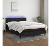 KLYEON Cama Box Spring colchón y Luces LED Tela Negro 140x200 cm Camas y somieres