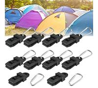 KLYNGTSK 10 PCS Clips de Lona Toldos Abrazaderas Tiendas de Campaña Carpa Clips a Prueba de Viento Pinzas para Toldos con Gancho Colgante en D para Toldos al Aire Libre, Camping, Senderismo