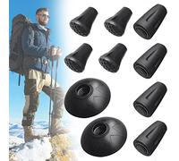 KLYNGTSK 10 PCS Senderismo Protectores de Punta Antideslizante Puntas de Goma para Bastones Canasta de Bastón de Trekking Protector de Punta para Bastones de Trekking (Negro)