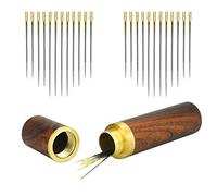 KLYNGTSK 24 PCS Agujas Enhebrado Automatico Agujas para Coser a Mano con Aberturas Laterales y Superiores Aguja para Apertura con 1 Caja de Madera Costura Agujas para Ciegas y Ancianas
