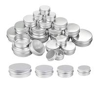 KLYNGTSK 24 PCS Latas de Aluminio con Fuerza de Sellado Fuerte Tarros de Aluminio Contenedor de Cosméticos Redondo Tarros Vacíos para Dulces Cosmetica Maquillaje Viajes Almacenamiento (5/10/15/30ML)