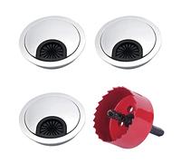 KLYNGTSK 3 PCS Tapa Pasacables 60mm con 1 Broca Redondo Pasacables Escritorio Aleación de Zinc Tapa Cables Mesa Pasacables Circulares Pasacables Mesa Oficina para Organizador de Alambre