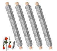 KLYNGTSK 4 PCS Juego de Alambre para Envolver Flores 35m Alambre para Flores Plata Ø 0.7 mm Alambre Enrollado Alambre para Plantas Galvanizado para Sujetar Flores y Plantas, Alambre Fijador de Jardín