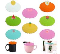 KLYNGTSK 8 PCS Tapas de Silicona para Tazas Cubierta de Silicona para Vasos Reutilizables Antipolvo Tapa para Taza Cubierta Tapa de Copa de Silicona para Beber Hogar y Oficina (8 Estilos)