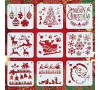 KLYNGTSK 9 PCS Plantillas de Navidad Plantillas Navideñas Reutilizables Plantillas de Renos Navideños Plantillas para Dibujos Navideños Plantilla de Pintura para Diario Cuaderno Decoración Navideña