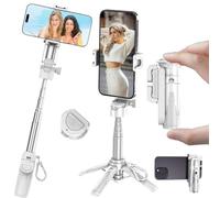 Klype Tripod-Grip Snappro Selfie Stick Trípode Bluetooth Teléfono Inteligente portátil expandible con Control Remoto y Soporte para Video y Viajes(White1)