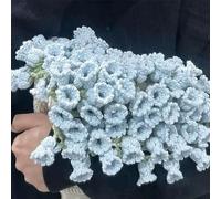 KLYso Kit De Manta De Ramo De Rosas con Flores De Ganchillo, Hecho A Mano, Suave Y Romántico, De Punto, En Tonos Pastel(Blue Bellflower)