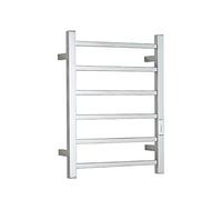 KLZUOPT Heated Towel Rail Electric Heated Towel Rack Radiator, 6 Bars Carbon Fibre Heating Towel Warmer 304 Stainless Steel with Timer Wall-Mounted Bathroom Heated Towel Rail (White Plug In)