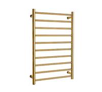 KLZUOPT Heated Towel Rail Electric Towel Warmer Rack Radiator, Wall Mounted 304 Stainless Steel Heated Towel Rail with 10 Heated Bars Bathroom Towel Drying Rack (Gold Plug In)