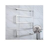KLZUOPT Heated Towel Rail Timing Function Bow Shape Electric Bathroom Towel Warmer 304 Stainless Steel Shower Room Heated Towel Warmer (Silver Plug In)
