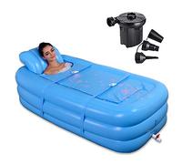 KLZUOPT Portable Bathtub Adult Extra Large Inflatable Bathtub Adult Tub Family Plastic Tub Folding Steaming Box Sauna Box Insulation Bath Barrel (Blue Large) + Electric Pump