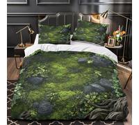 KLZXCVBNMQW 3 Piezas Microfibra Impresión 3D Bosque Floor Juego Fundas Edredón Diseño 3D Funda Almohada Suave Natural Woodland Funda de Edredón for Adolescentes King（220x240cm）