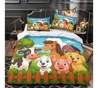 KLZXCVBNMQW 3 Piezas Microfibra Impresión 3D Farm Animals Funda de Edredón Cremallera Oculta Fundas Almohada Antibacteriana Coon Kids Juego Fundas Edredón for jóvenes Single（135x200cm）