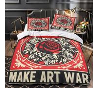 KLZXCVBNMQW 3 Piezas Microfibra Impresión 3D RedRose Funda Edredon Cremallera Oculta Funda Almohada Transpirable VintagePoster Funda de Edredón for niños Single（135x200cm）