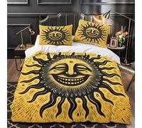 KLZXCVBNMQW 3 Piezas Microfibra Suave Sol Face Funda de Edredón Estampado 3D Fundas Almohada Lavables Vintage Woodcut Funda Edredon for Ancianos King（220x240cm）