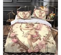 KLZXCVBNMQW Juego 3 Piezas Microfibra Cupid Bow Arrow Funda de Edredón Impresión 3D Fundas Almohada Transpirable Vintage Romantic Funda Edredon Cremallera Oculta for Adolescentes Double（200x200cm）