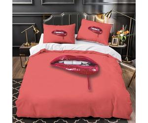 KLZXCVBNMQW Juego 3 Piezas Microfibra de poliéster Lip Funda de Edredón Estampado 3D Funda Almohada Suave Vibrant Pop Funda de Edredón for niña Single（135x200cm）