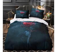 KLZXCVBNMQW Juego 3 Piezas Microfibra de poliéster Red Rose Funda Edredon Cremallera Oculta Fundas Almohada Transpirable Mystical Floral Juego Fundas Edredón for Adultos Single（135x200cm）