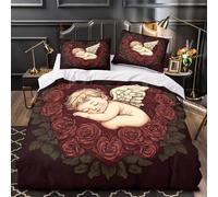 KLZXCVBNMQW Juego 3 Piezas Microfibra Impresión 3D Cute Angel Baby Juego Fundas Edredón Diseño 3D Fundas Almohada Lavables Romantic Funda de Edredón for Ancianos Super King（260x220cm）