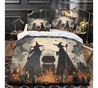 KLZXCVBNMQW Juego 3 Piezas Microfibra Suave Halloween Witches Funda de Edredón Estampado 3D Cremallera Funda Almohada Antialérgica Spooky Night Funda de Edredón for Ancianos King（220x240cm）
