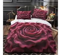 KLZXCVBNMQW Tres Piezas Microfibra de poliéster Red Rose Bloom Funda Edredon Diseño 3D Cremallera Oculta Funda Almohada Suave Abstracto Floral Juego Fundas Edredón for niña King（220x240cm）