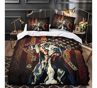 KLZXCVBNMQW Tres Piezas Microfibra Impresión 3D American Flag Perro Juego Fundas Edredón Diseño 3D Fundas Almohada Transpirable Vintage Poster Funda de Edredón for Ancianos Single（140x200cm）