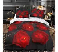 KLZXCVBNMQW Tres Piezas Microfibra Suave RedRoseLights Funda de Edredón Cremallera Fundas Almohada Lavables HolidayDecor Funda de Edredón for Adultos Single（140x200cm）