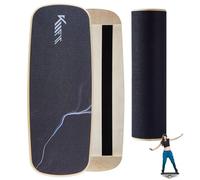 KM-Fit Balance Board | Tabla de equilibrio de madera | Monopatín de interior | Tabla de surf para entrenar la coordinación | Entrenador de fuerza y equilibrio | Surf y skate de interior