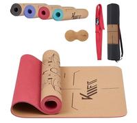 KM-Fit TPE esterilla de yoga | esterilla de gimnasia con correa de transporte | esterilla de yoga acolchada y antideslizante | esterilla deportiva para fitness, Pilates y gimnasia | rosa