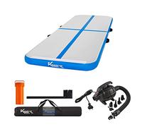 KM KM Fit Colchoneta hinchable Airtrack de 4 m, esterilla inflable para fitness, incluye bolsa de transporte, bomba de aire eléctrica y juego de parches, resistente a los rayos UV, color azul