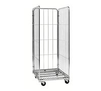 KM Roll container 3 lados - Roll container industrial, capacidad 400 kg, ruedas giratorias 100 mm, estructura zincada resistente, diseño completamente desmontable, ideal para almacenes