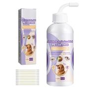 KMANGMAN 118 ml Limpiador Oidos Perros+10 Pcs Hisopos de Algodón Doble Punta Limpieza de Perros 7.1 cm,Limpiador Orejas Perros,Limpiador de Oidos Gatos,Limpiador de Orejas Perros,para Mascotas