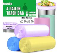 KmaxShip Bolsas de basura pequeñas de 4 galones, 110 bolsas de basura de 4 galones para oficina, dormitorio, bolsas de basura pequeñas para baño, bolsas de basura pequeñas de 4 galones, coloridas